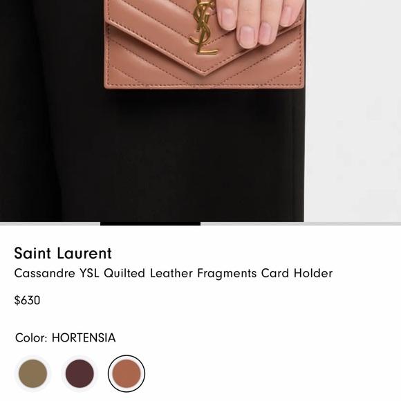 YSL Cassandre Quilted Leather Fragments Card  Holder - Picture 5 of 14